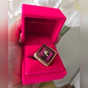 Kurt Geiger Large Burgundy Cocktail Ring Various Sizes NIB